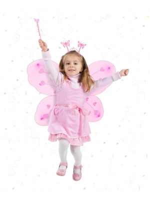 Pembe Kız Seti – 50 cm Kanadı, Taç ve Asa