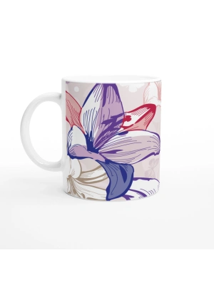 Pembe Lale Çizimli Kupa Bardak