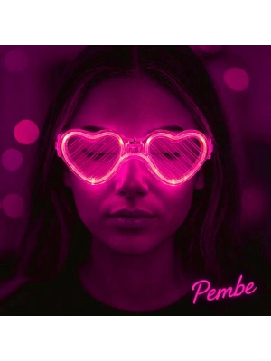 Pembe Led Işıklı Kalp Gözlük – 3 Modlu Parti & Glow Gözlüğü