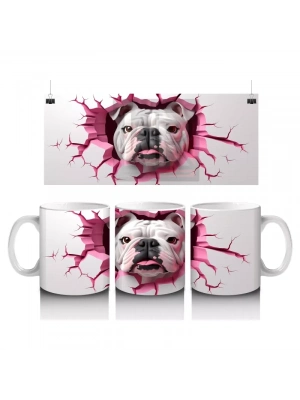 Pembe Patlak Duvar Arasından Buldog – Baskılı Kahve Kupası