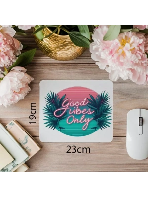 Pembe ve Turkuaz Neon Script Mouse Pad - 19x23 cm 2 mm Dikdörtgen İthal Baskılı Mouse Pad