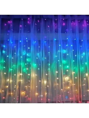Perde Led  240 Ledli 8 Fonksiyonlu Dekor Lambası Rgb