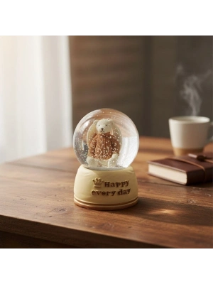 ® Pilli Işıklı Müzikli Kar Küresi–Sevimli Ayıcık Figürlü Eğlenceli Masaüstü Biblo, LED Aydınlatmalı Dekoratif Hediyelik Kar Küresi