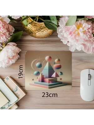 Piramit ve Daire Karışımlı Modern Mousepad - 19x23 cm 2 mm Dikdörtgen İthal Baskılı Mouse Pad