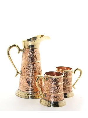 Pirinç 2 Bardaklı Sürahi Seti