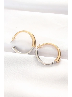 Pirinç Çift Renk Halka Küpe