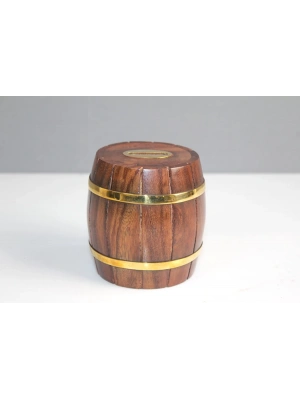 Pirinç Detaylı Fıçı Kumbara Model 1