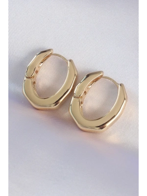 Pirinç Gold Renk Kalın Kemik Model Küpe