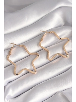® Pirinç Gold Renk Yıldız Model Kadın Küpe