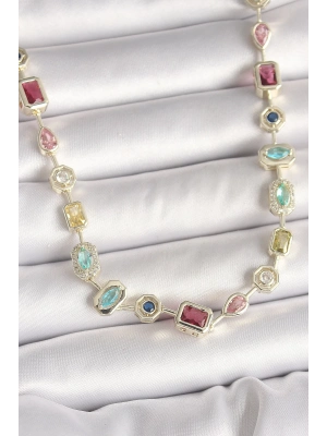 ® Pirinç Gold Renk Zirkon Taşlı VIP Seri Kadın Kolye