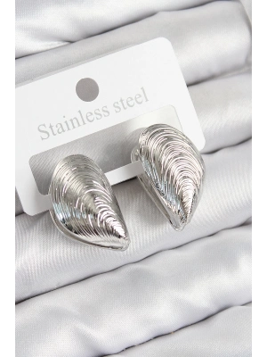 ® Pirinç İstiridye Model Gümüş Renk Kadın Küpe