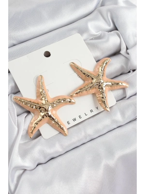 ® Pirinç Krem Deniz Yıldızı Model Vintage Kadın Küpe