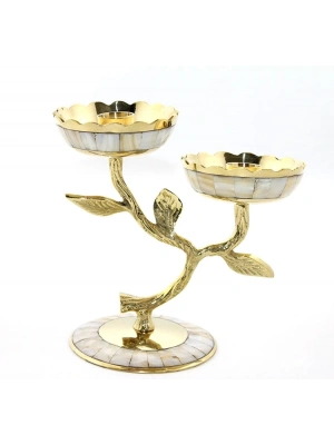 Pirinç Sedefli 2li Şamdan 5934