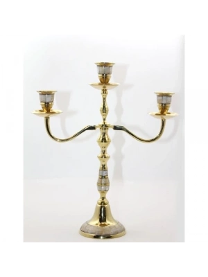 Pirinç Sedefli 3lü Şamdan Model 2