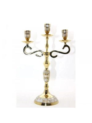 Pirinç Sedefli 3lü Şamdan Model 3