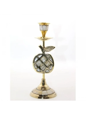 Pirinç Sedefli Tekli Şamdan Model 1