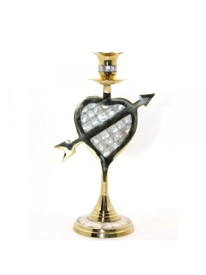 Pirinç Sedefli Tekli Şamdan Model 2