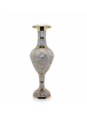 Pirinç Sedefli Vazo 35 Cm Ksk128
