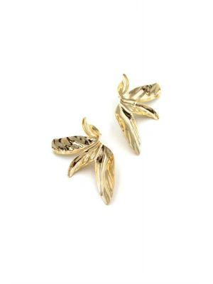 Plaka Yaprak Küpe - Altın