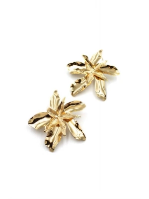 Plaka Yaprak Küpe - Altın