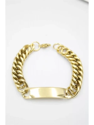 Plaka Zincir Bileklik - Altın