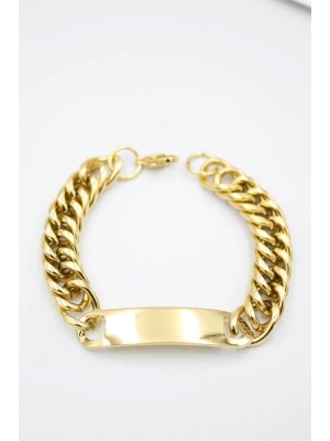 Plaka Zincir Bileklik - Altın
