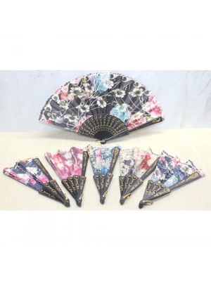 Plastik Çiçek Desenli Yelpaze