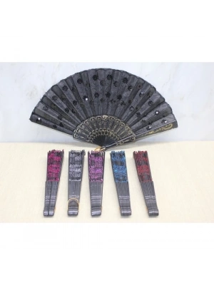 Plastik Pullu Yelpaze Siyah Renk