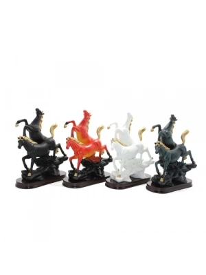 Polyester 2li Şahlanmış At Figürü