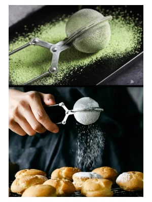 Pratik Paslanmaz Çelik Un Kakao Pudra Şekeri Eleği -maşalı Bitki Çayı Demleme Süzgeci