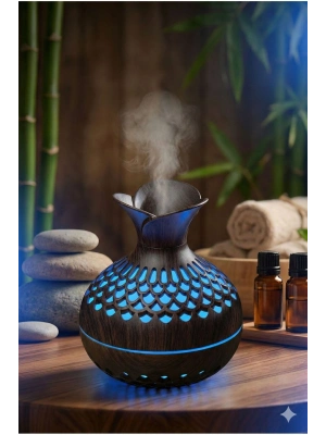 ® Premium Ahşap Desenli Ultrasonik Aromaterapi Difüzör & Hava Nemlendirici