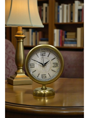 ® Premium Vintage 25 x 20 Cm Eskitme Metal Masa Saati