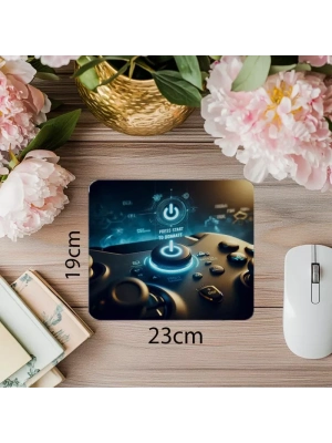 Press Start Yazılı Güçlü Gamer Mousepad - 19x23 cm 2 mm Dikdörtgen İthal Baskılı Mouse Pad