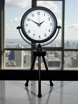 ® Prime Black Zarif Üç Ayaklı Metal Masa Saati