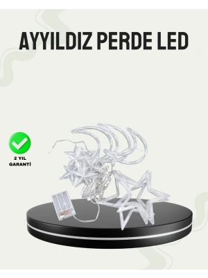Prizli Yıldız Ay Perde LED Işık Ev ve Organizasyon Dekoru