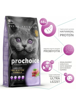 Pro Choice Pro 38 Kitten Kuzu Etli Yavru Kedi Maması 2 Kg
