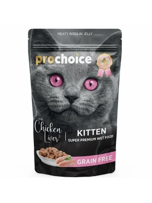 Pro Choice Tahılsız Kitten Tavuk ve Ciğerli Yavru Konserve Kedi Maması 1 Adet 85 Gr
