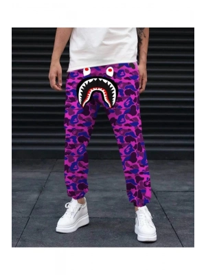 Pubg Bape x Shark Eşofman Altı - Mor -