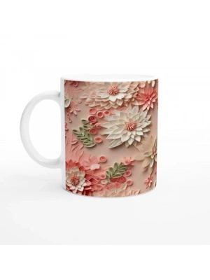 Pudra Bahçesi Çiçekli Rölyef Kupa Bardak