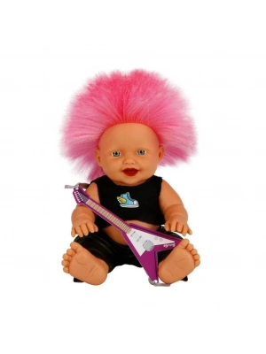 Punkçı Bebek Figürü 25 cm - Pembe Saçlı