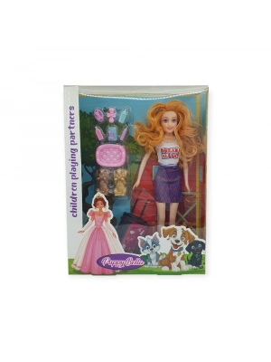 Puppy Bella 30 cm Bebek ve Köpek Bakım Seti - Mor Elbise