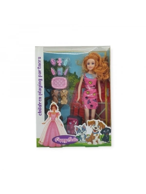 Puppy Bella 30 cm Bebek ve Köpek Bakım Seti - Pembe Elbise