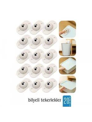 20 li Bilyeli Tekerlek Eşya Kaydırma Aparatı Yapışkanlı Set 360D