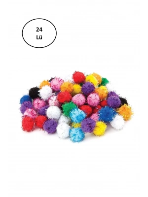 Puti Pom Pom Karışık Metalik 10mm-20mm-30 mm 24lü