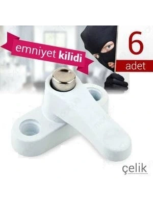 Pvc Kapı Pencere Emniyet Kilidi - Çelik - 6 Adet