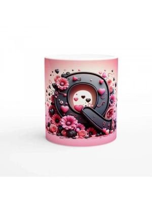 Q Harfi Renkli Desenli Kupa Bardak