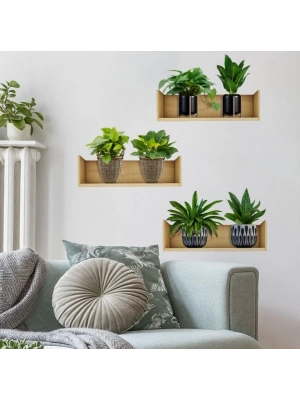 ® Raflı Bitki Tasarımlı Yapışkanlı Sticker 20*30 cm 3lü Set MC-663