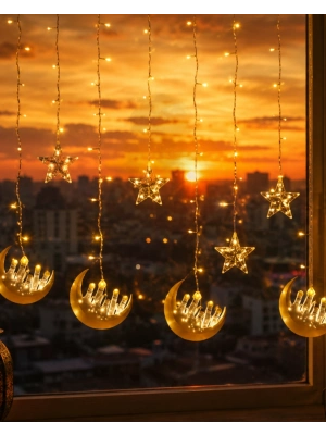 Ramazan Temalı LED Işık Hilal ve Yıldız Figürlü Dekor Lambası