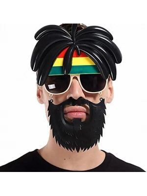 Rasta Peruklu Rasta Sakallı Bob Marley Bıyıklı Parti Gözlüğü 27x18 Cm