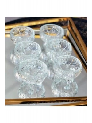 Rayan Cam Ayaklı Kase 6lı Kristal Görünüm